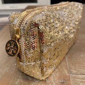 Tory Burch Gold Sequin Cosmetic Bag